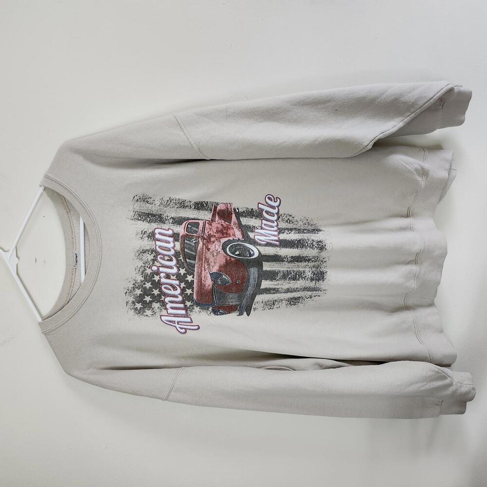"American Made" Classic Car American Flag Crewneck Sweatshirt Casual